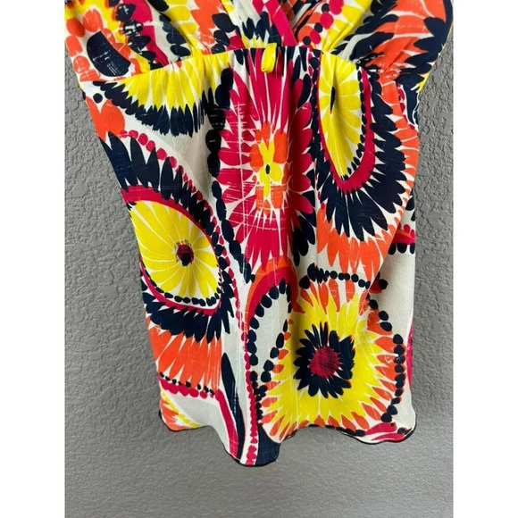 Trina Turk Silk Top Blouse Size 4 Colorful Sleeveless Geometric Multicolor - Picture 5 of 11